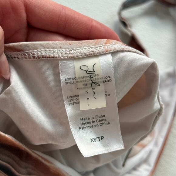 Helen Owen Marble Print Plunge Halter One Piece Swimsuit, Size XS - Picture 5 of 6